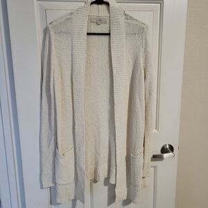 LOFT Cream Open-Front Cardigan